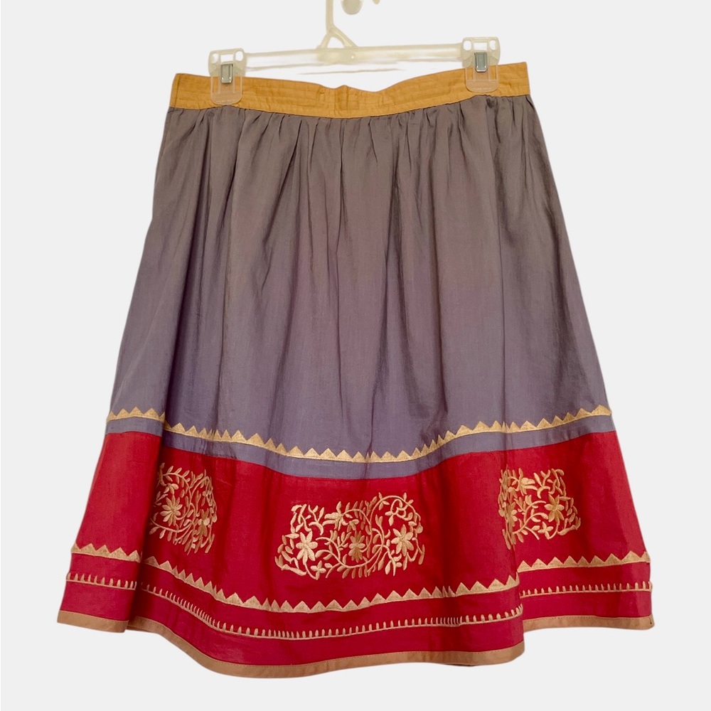 Forever 21 Gray, Yellow and Orange Red A-Line Skirt Size L
